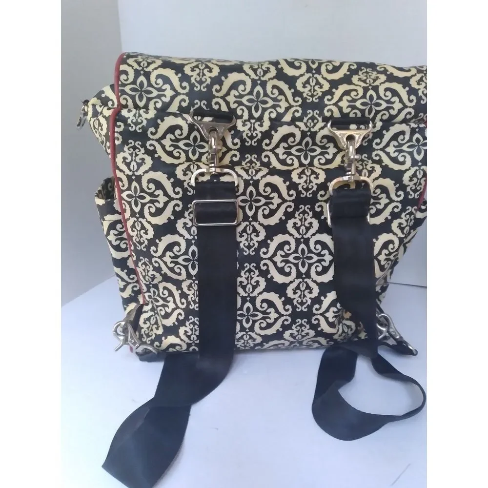 Petunia Pickle Bottom Backpack Diaper Bag Black Beige Red Accents‎